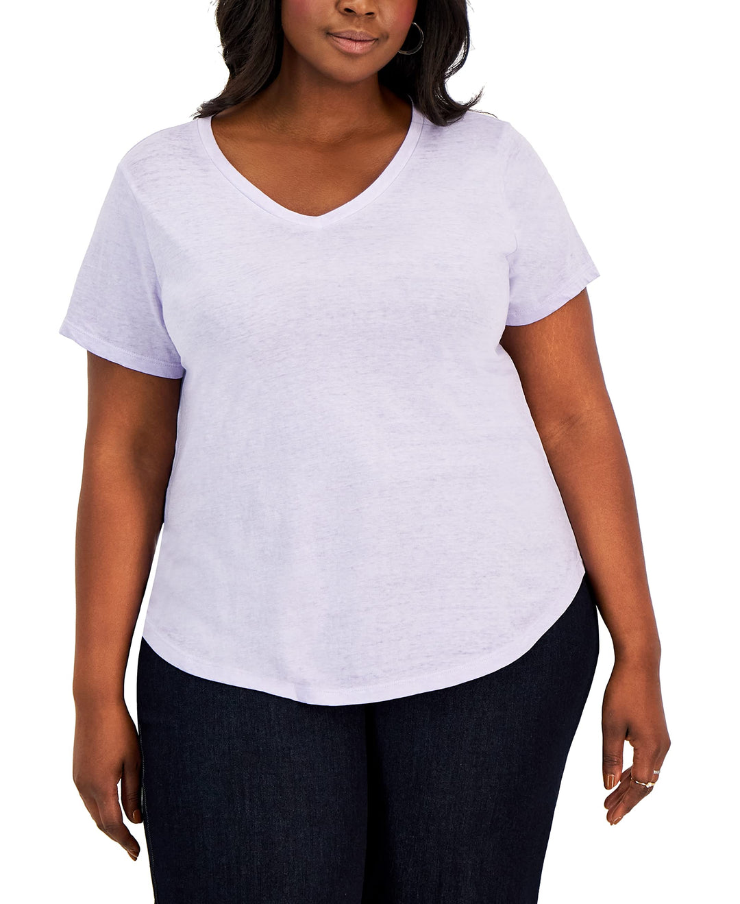 Style & Co Plus Size Solid Burnout T-Shirt