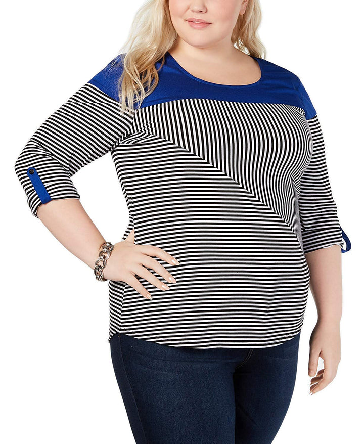 Plus Size Colorblocked Striped Top