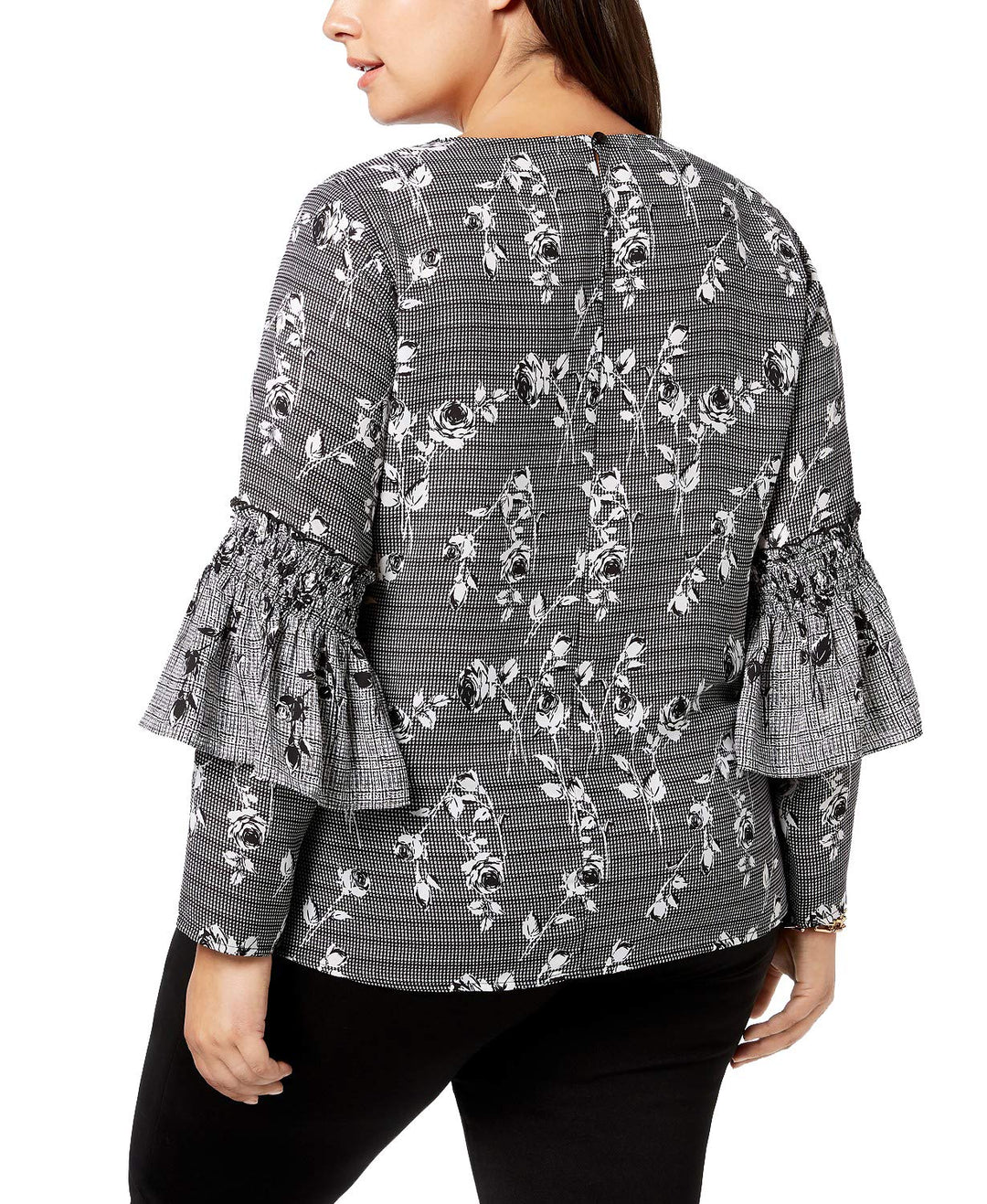 NY Collection Plus Size Printed Ruffle Sleeve Top