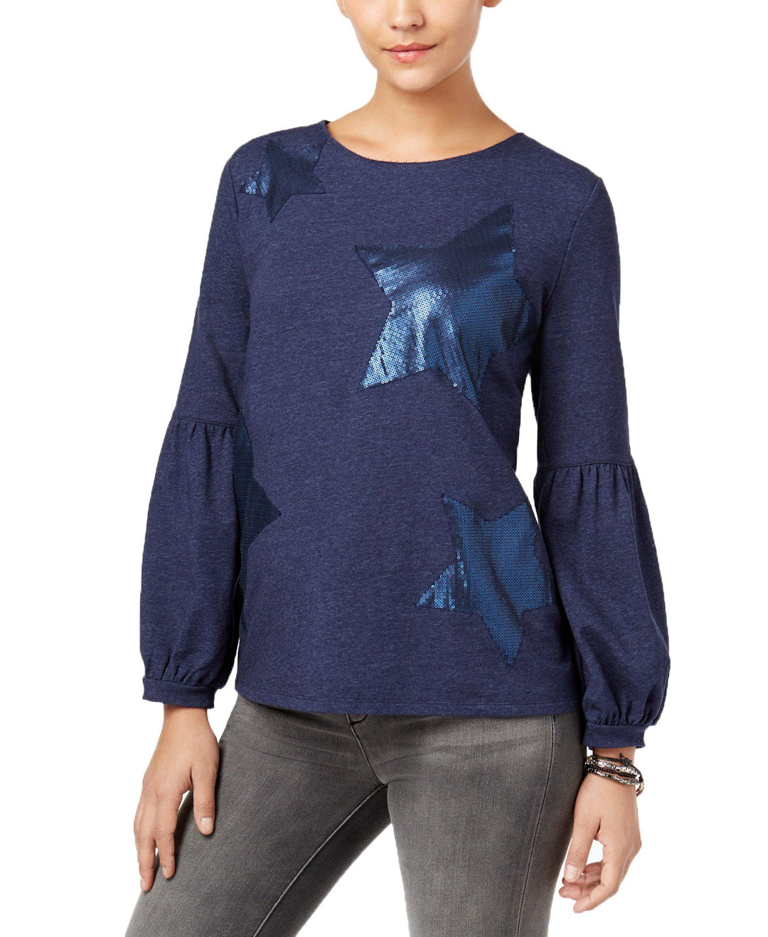 Style & Co Cotton Sequined Star Top