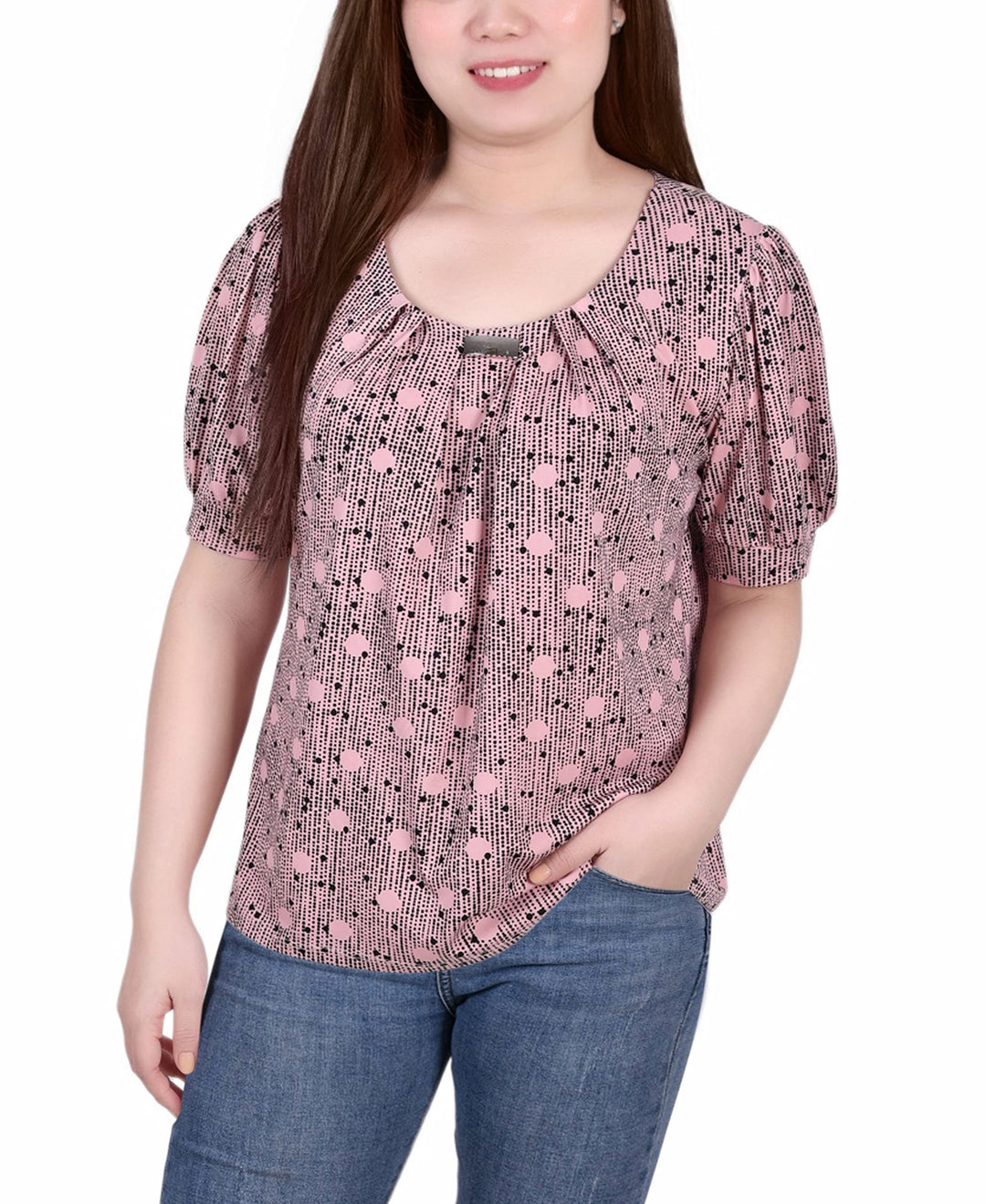 Petite Printed Balloon Sleeve Top