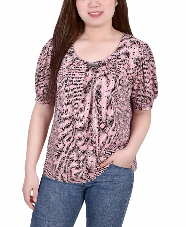 Petite Printed Balloon Sleeve Top