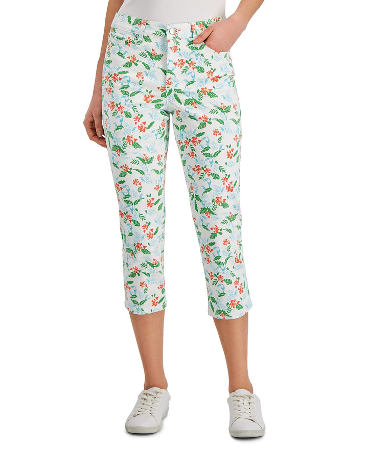 Charter Club Petite Bristol Printed Capri Jeans