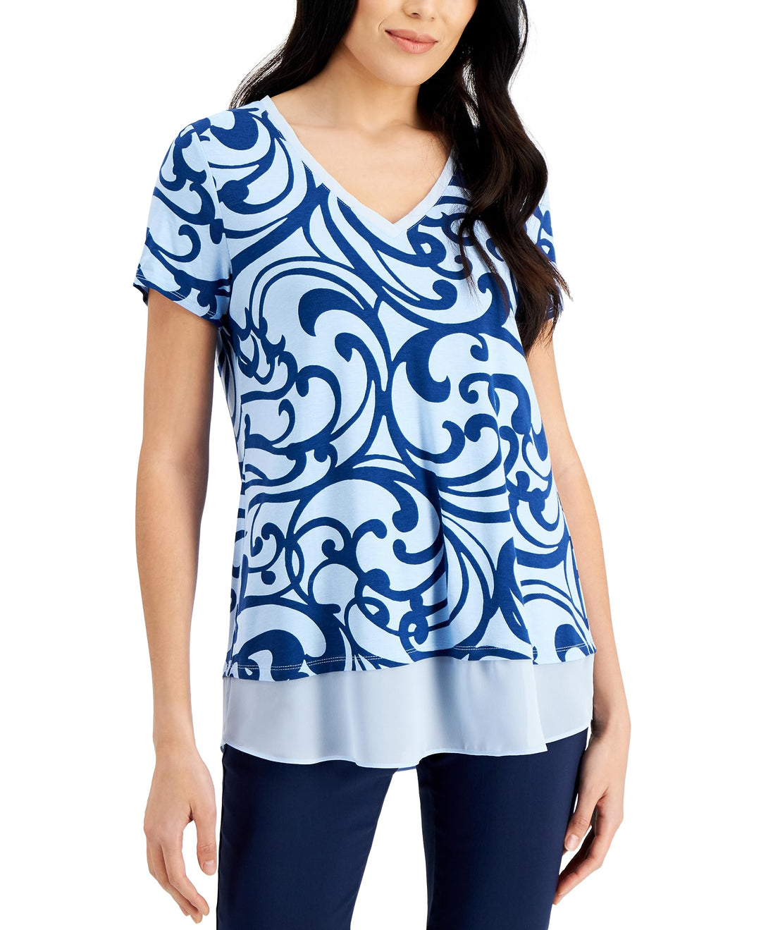 JM Collection Printed Layered Look Tunic