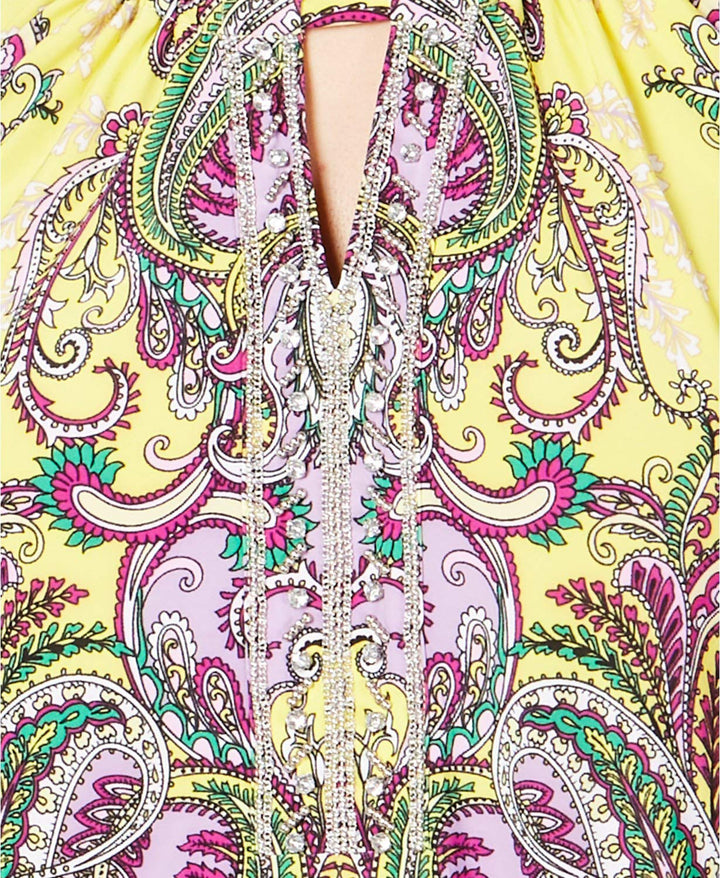 Embellished Keyhole Halter Top