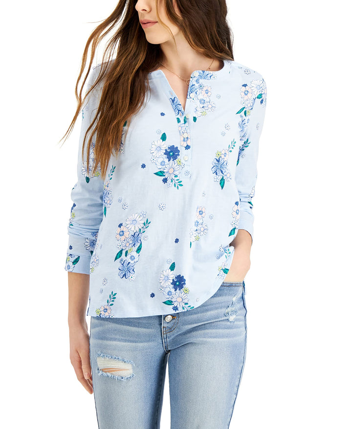 Style & Co Petite Cotton Printed Top