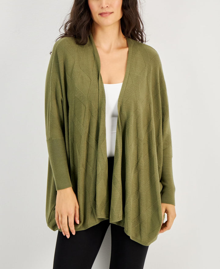 Alfani Womens Diamond Stitch Open Front Cardigan