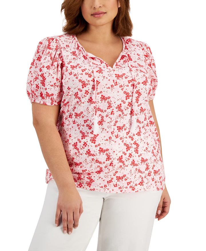 Style & Co Plus Size Tie Neck Top