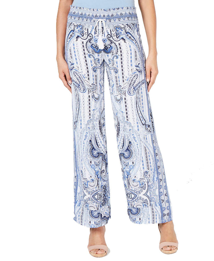 INC Printed Drawstring Wide-Leg Pants