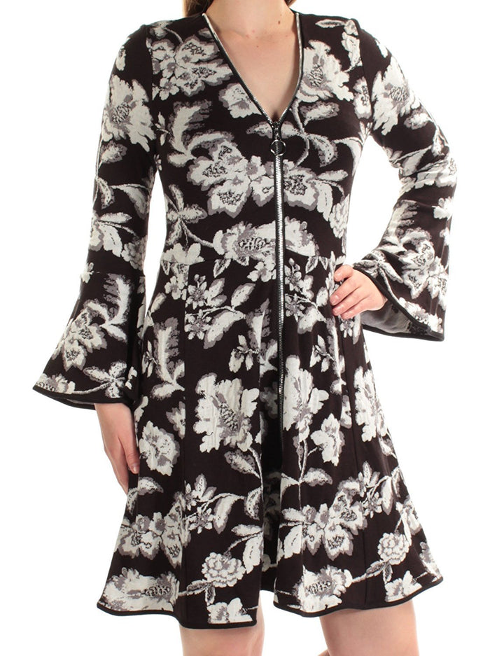 INC International Concepts Printed Zip Up Fit Flare Dress
