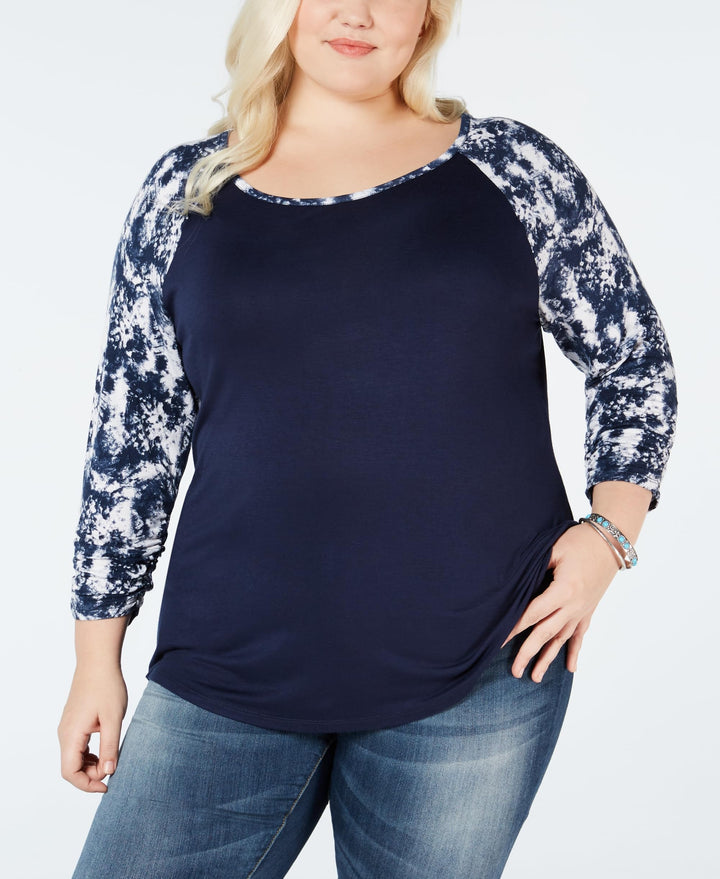 Style & Co Plus Size Printed Raglan Sleeve T-Shirt