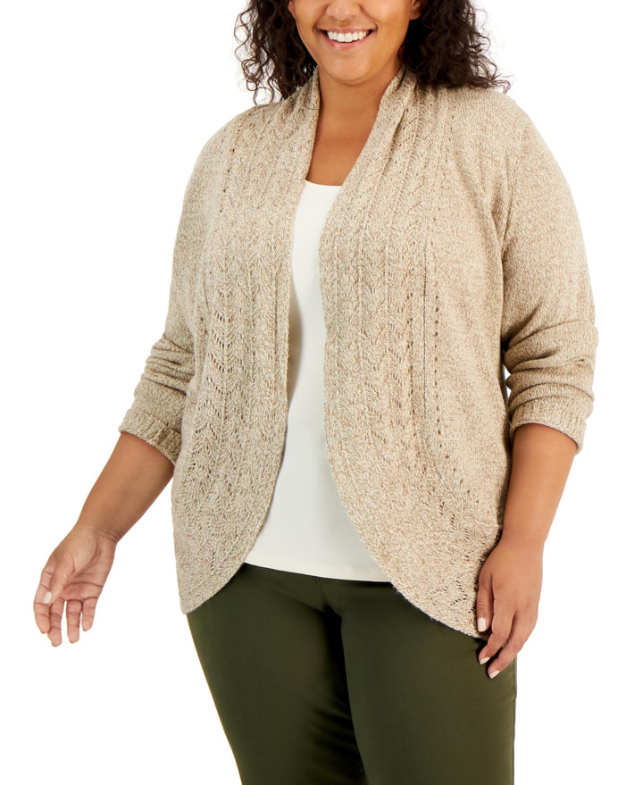 Plus Size Turbo Shawl-Collar Cardigan