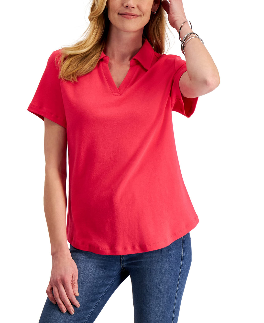 Karen Scott Petite Solid Johnny Collared Top