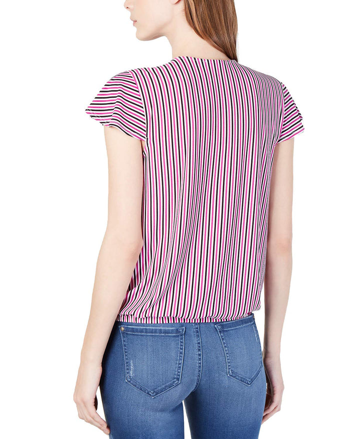 INC Striped Cap-Sleeve Wrap Shirt