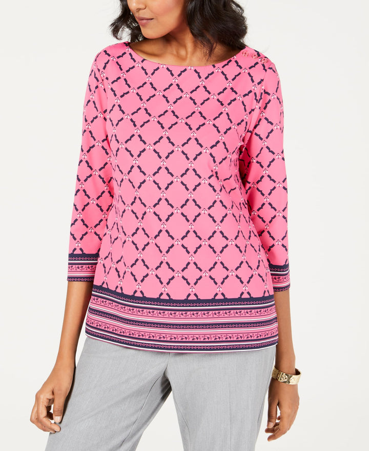 Charter Club Petite Mixed Print Top