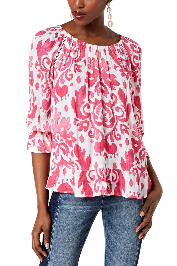 Petite Blouson Sleeve Peasant Top