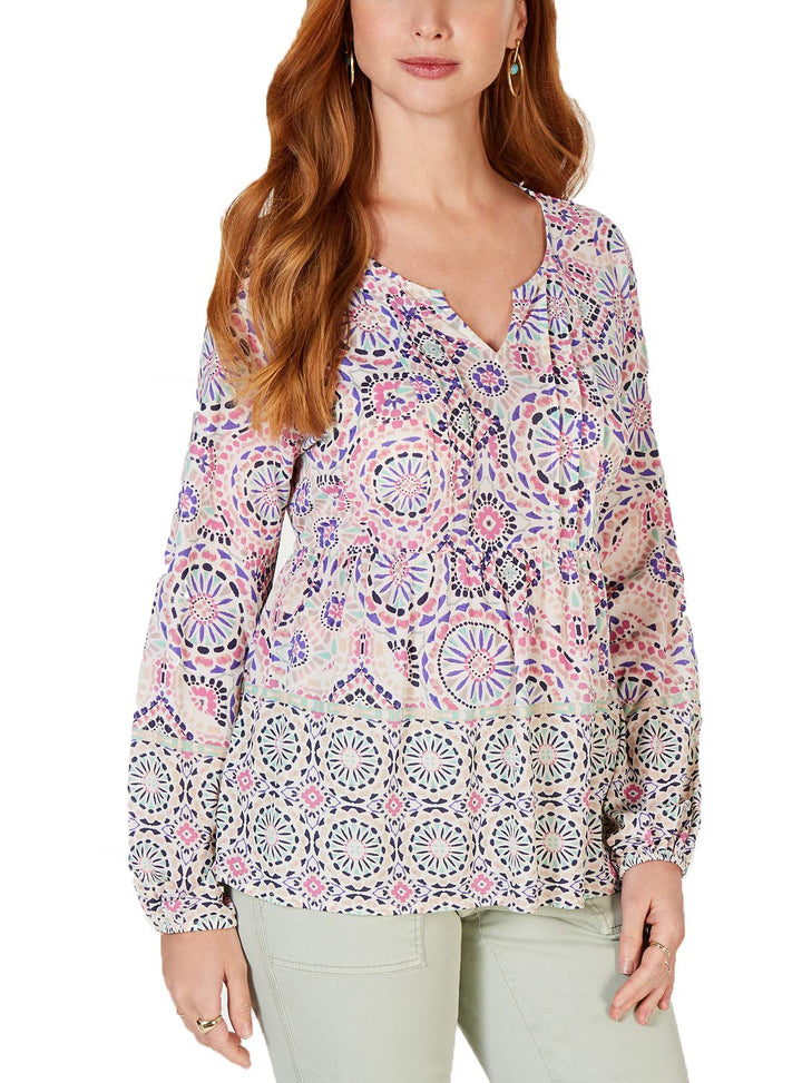 Printed Pintucked Top