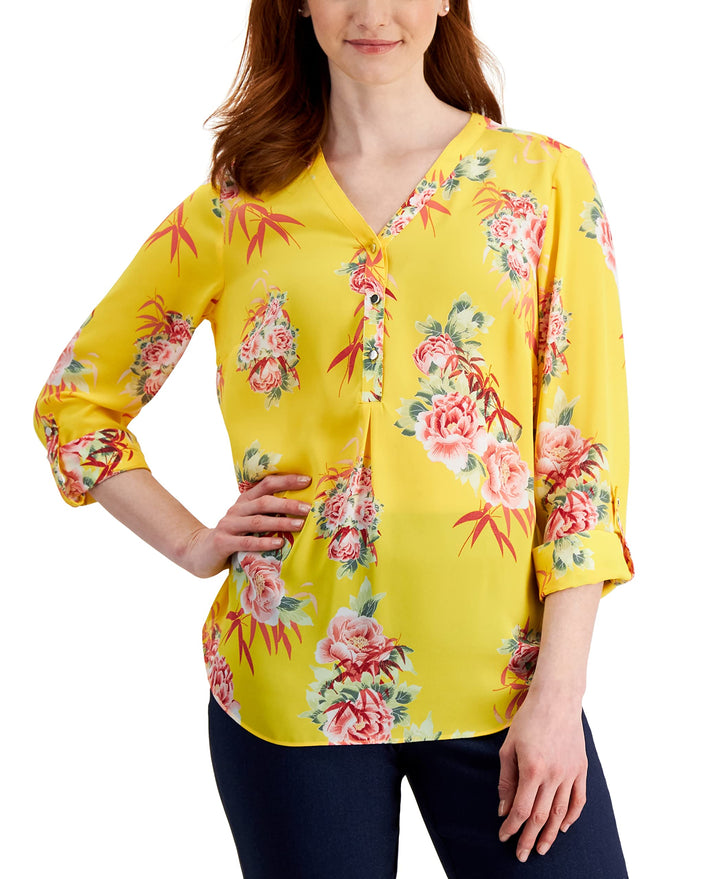 JM Collection Womens Floral Utility Top