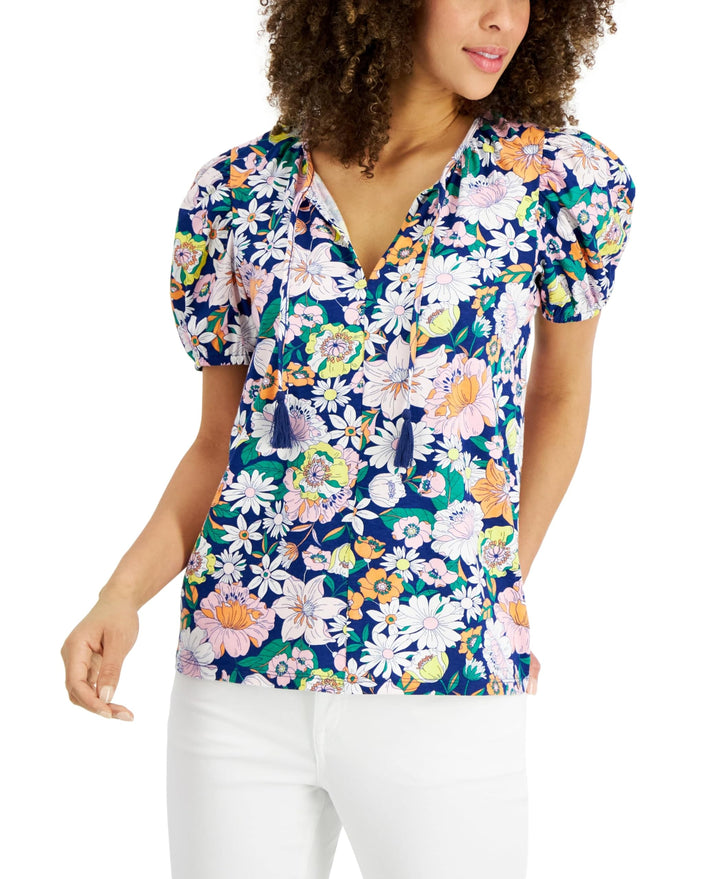 Style & Co Plus Size Tie Neck Top