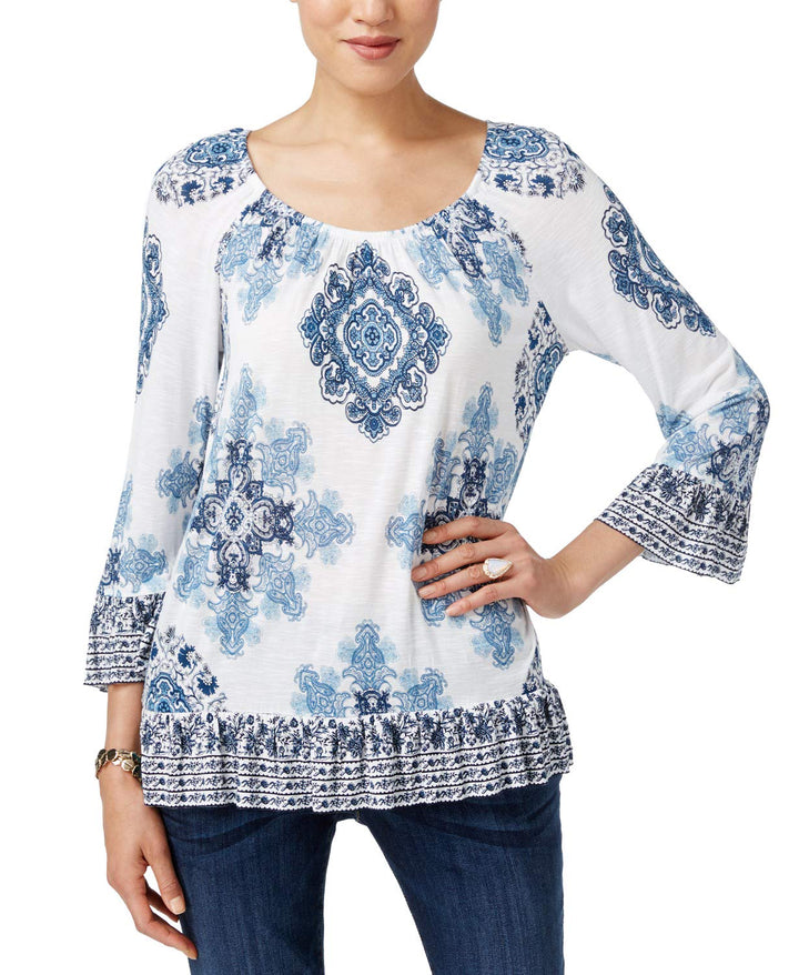 INC Ruffled Peasant Top