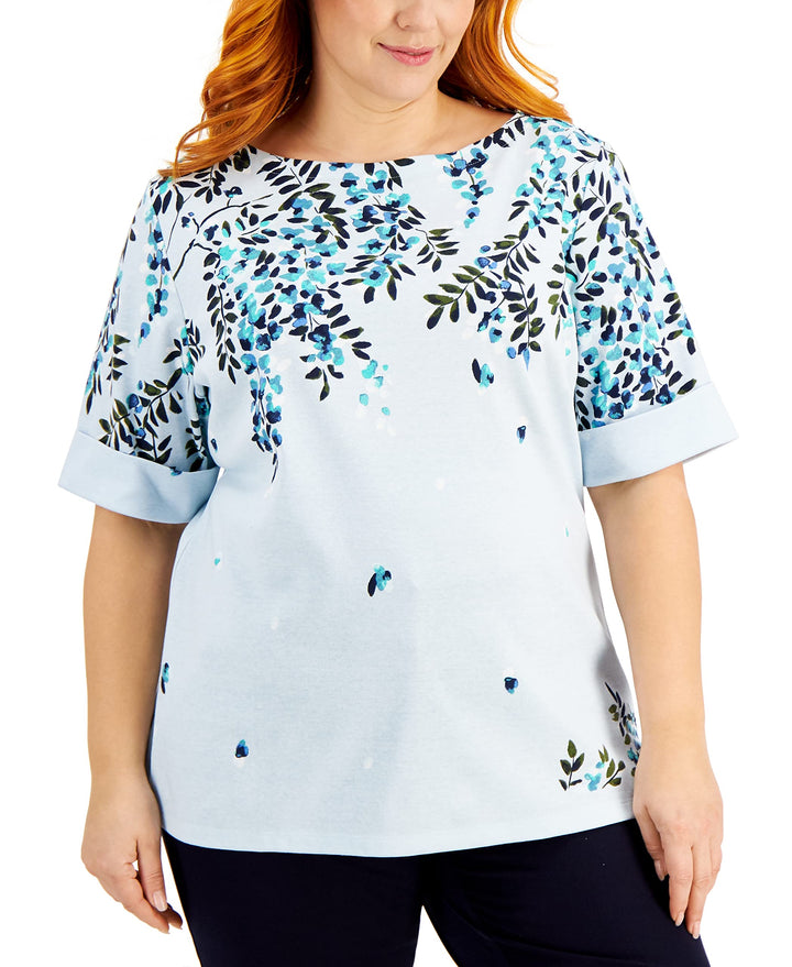 Karen Scott Plus Size Boat Neck Top