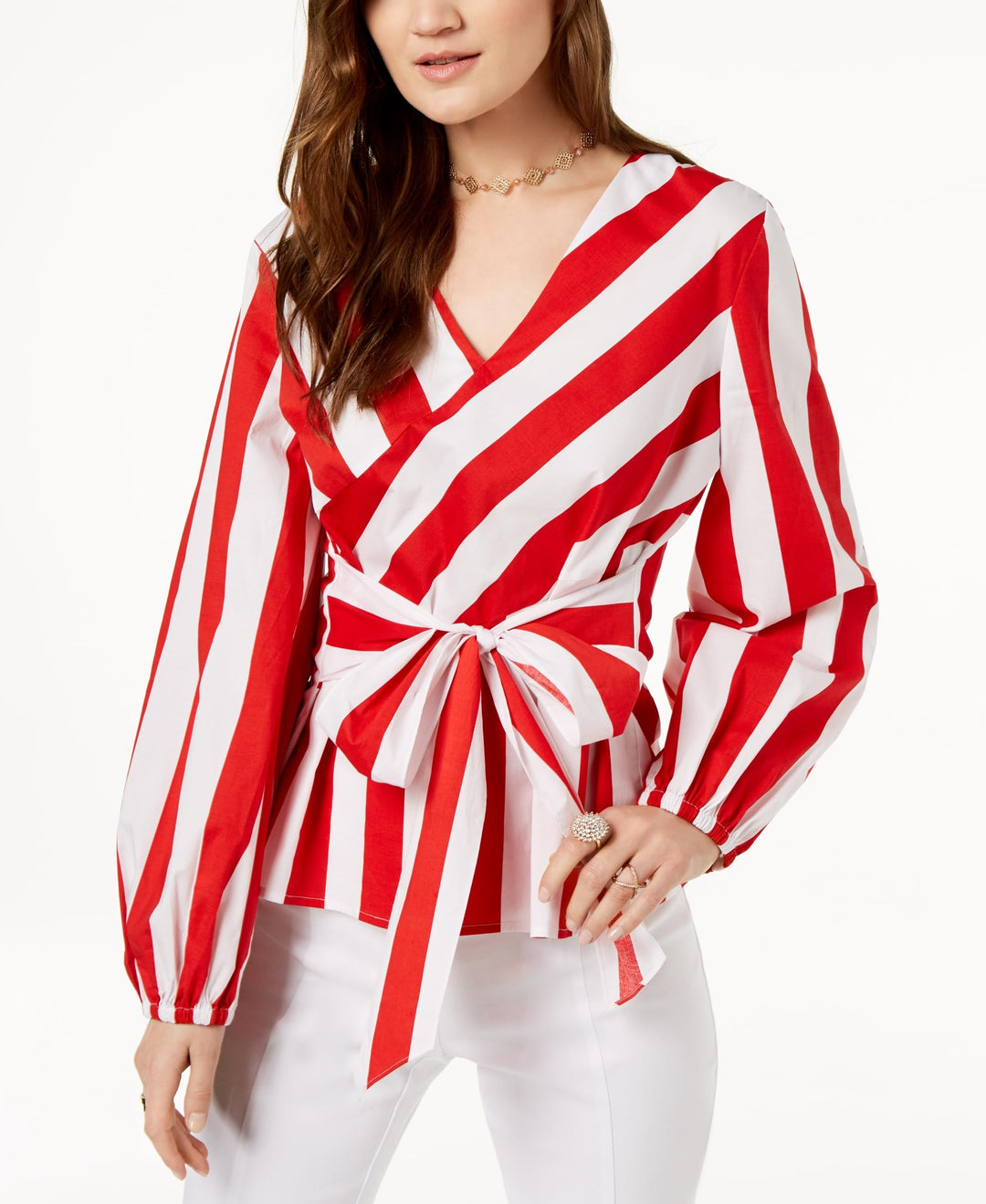 Striped Wrap Blouse