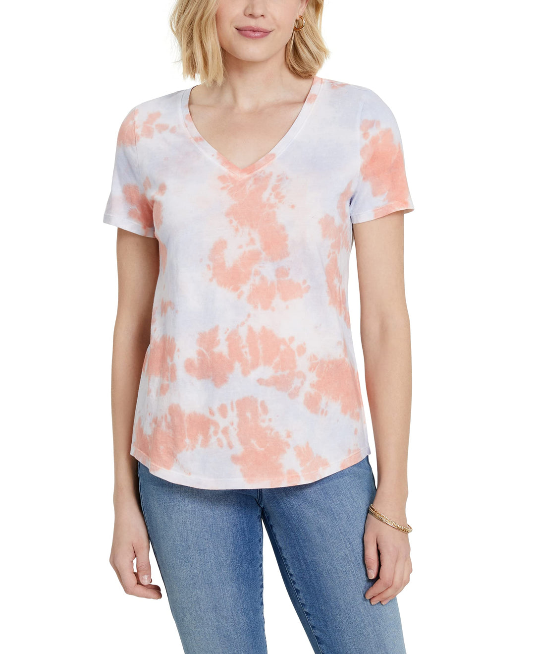 Style & Co Plus Size Cotton Printed V Neck T-Shirt