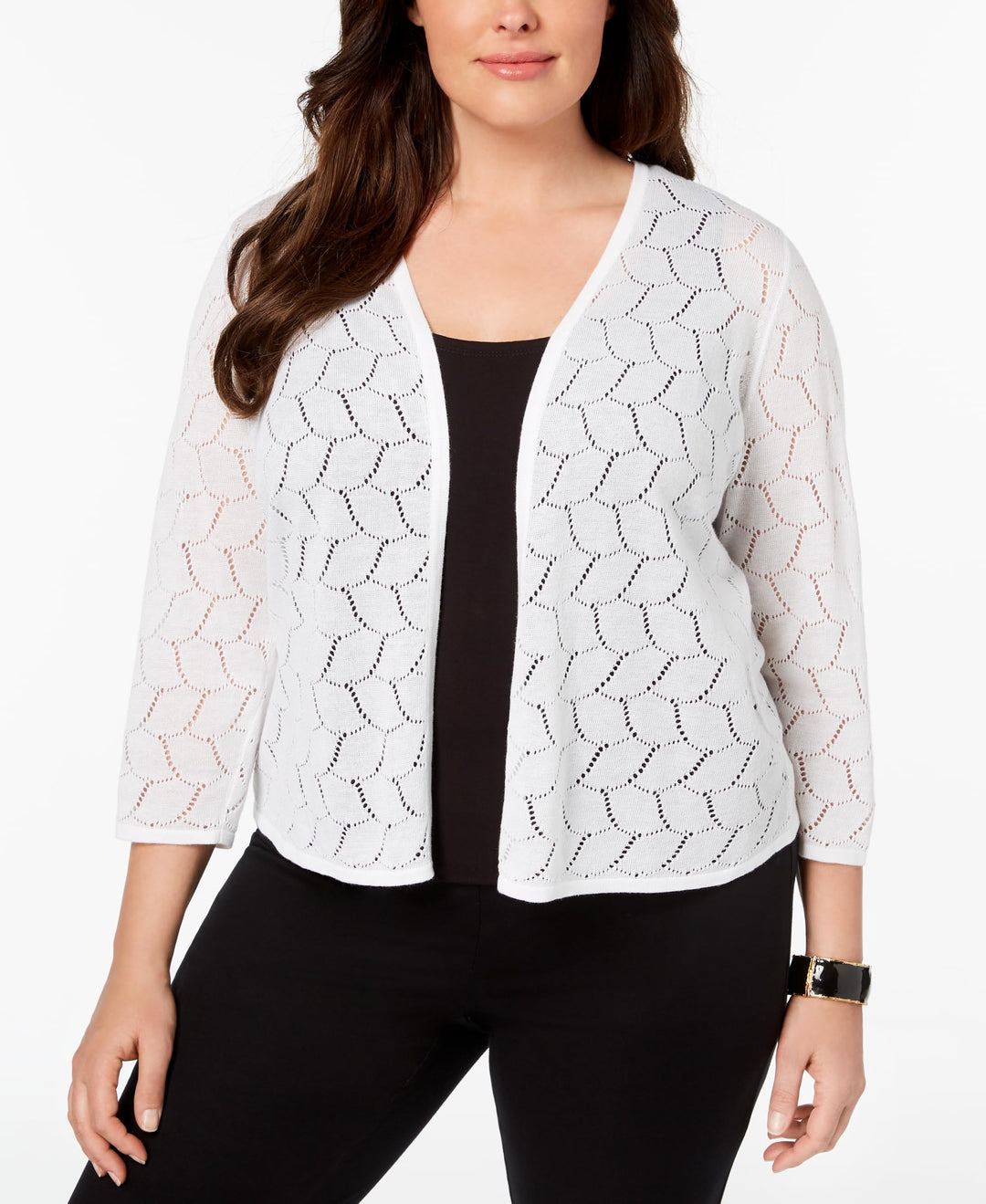 Charter Club Plus Size Patterned Knit Cardigan