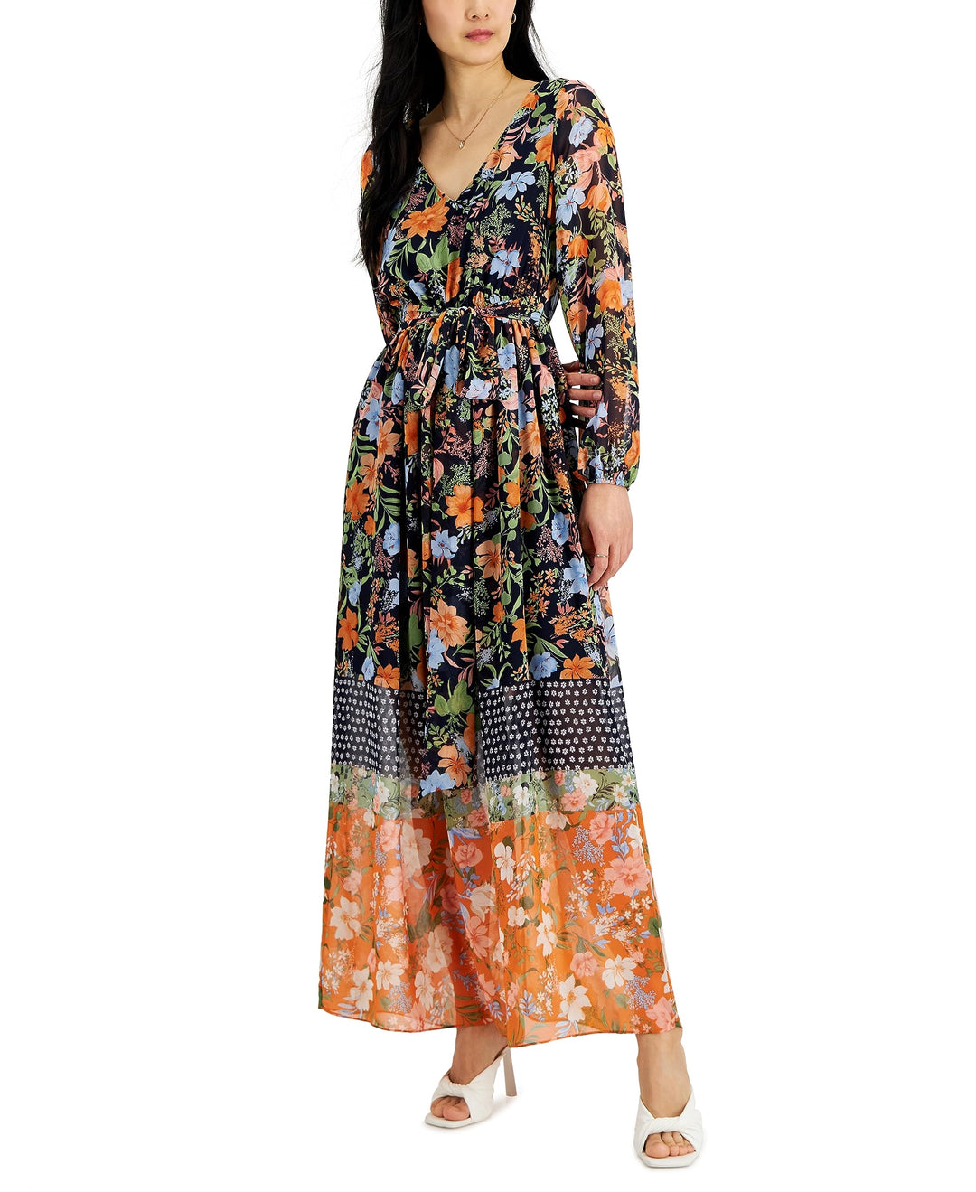 INC International Concepts Womens Printed Chiffon Maxi Dress