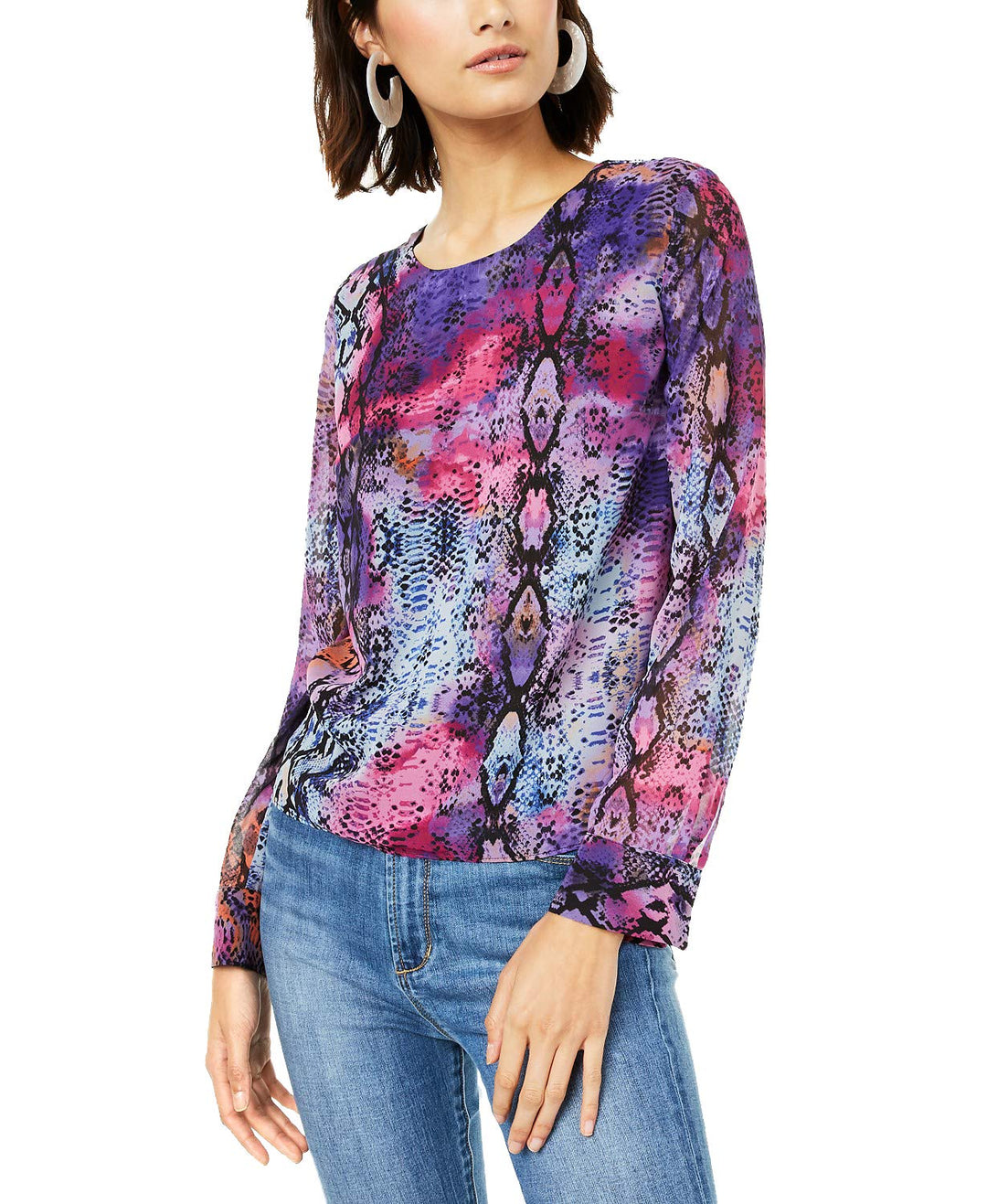 Snake-Print Twist-Back Top