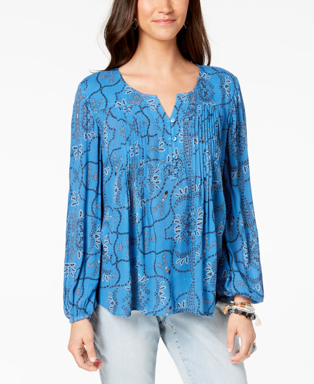 Style & Co Printed Peasant Top