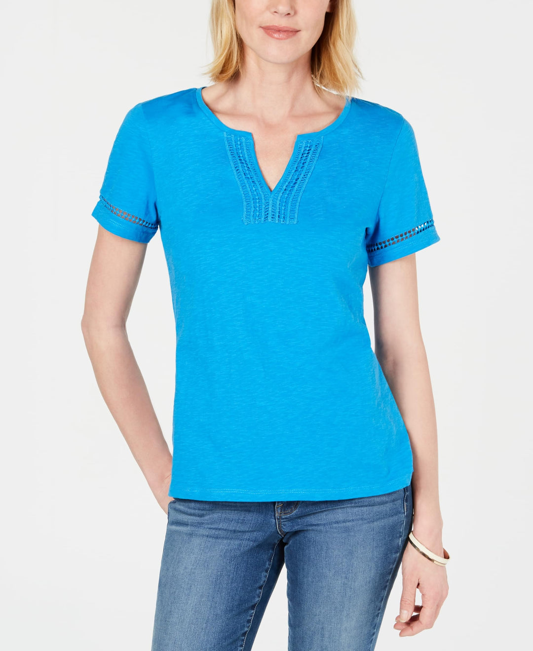Charter Club Split Neck Cotton Top