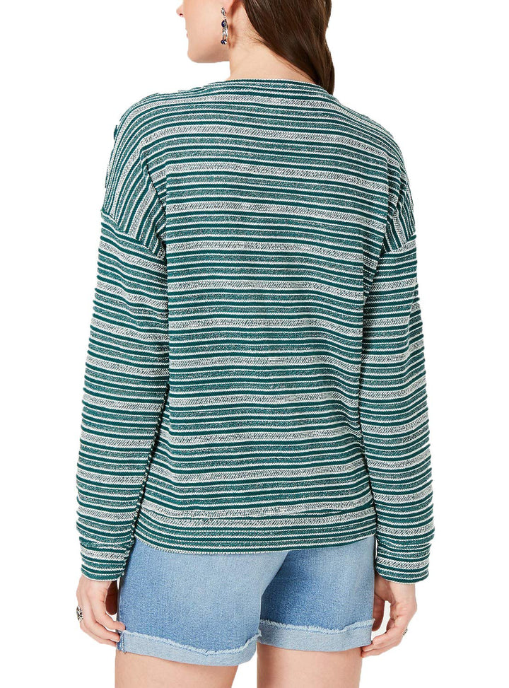 Striped Long-Sleeve Tie Top