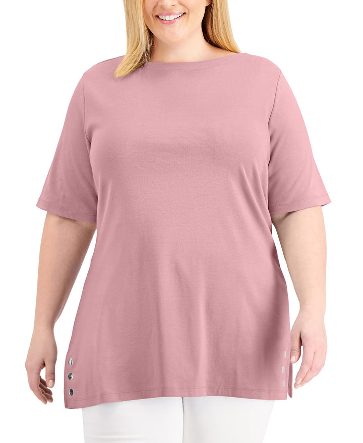Karen Scott Plus Size Embellished Hem Top