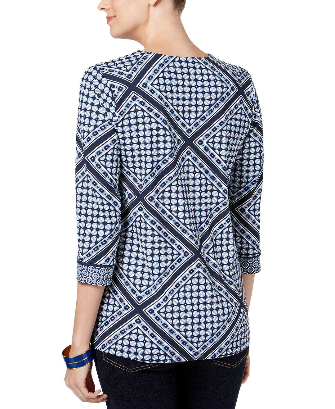 Charter Club Petite Mixed Print Top