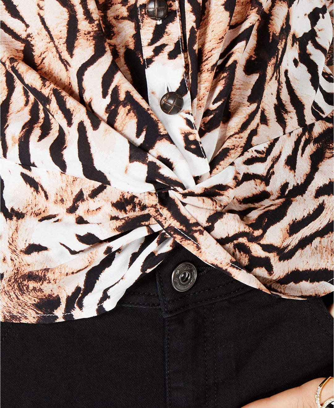 INC Safari-Print Twist-Hem Top
