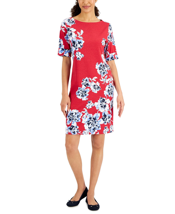 Karen Scott Womens Holiday Floral Printed Dress