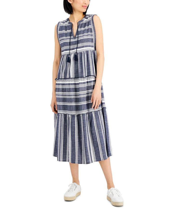 Charter Club Womens Cotton Sleeveless Midi Dress