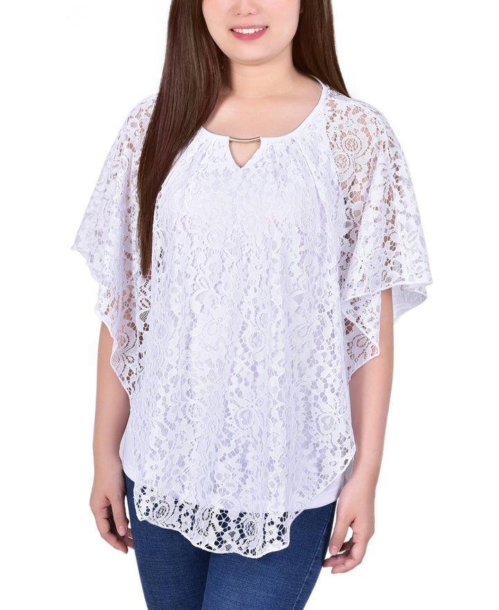 Petite Lace Poncho Top With Matching Tank