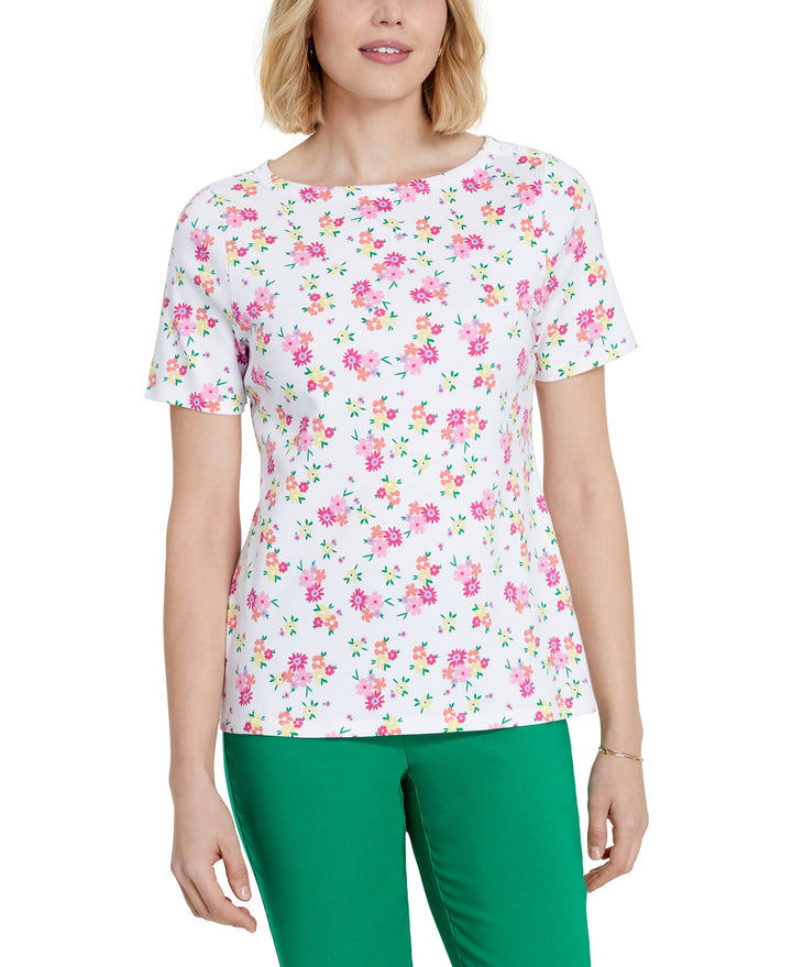 Charter Club Petite Cotton Floral Print T-Shirt
