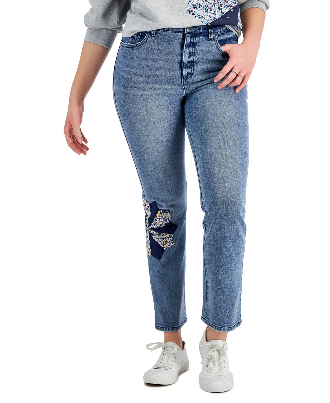 Style & Co Patchwork Straight Ankle Jeans