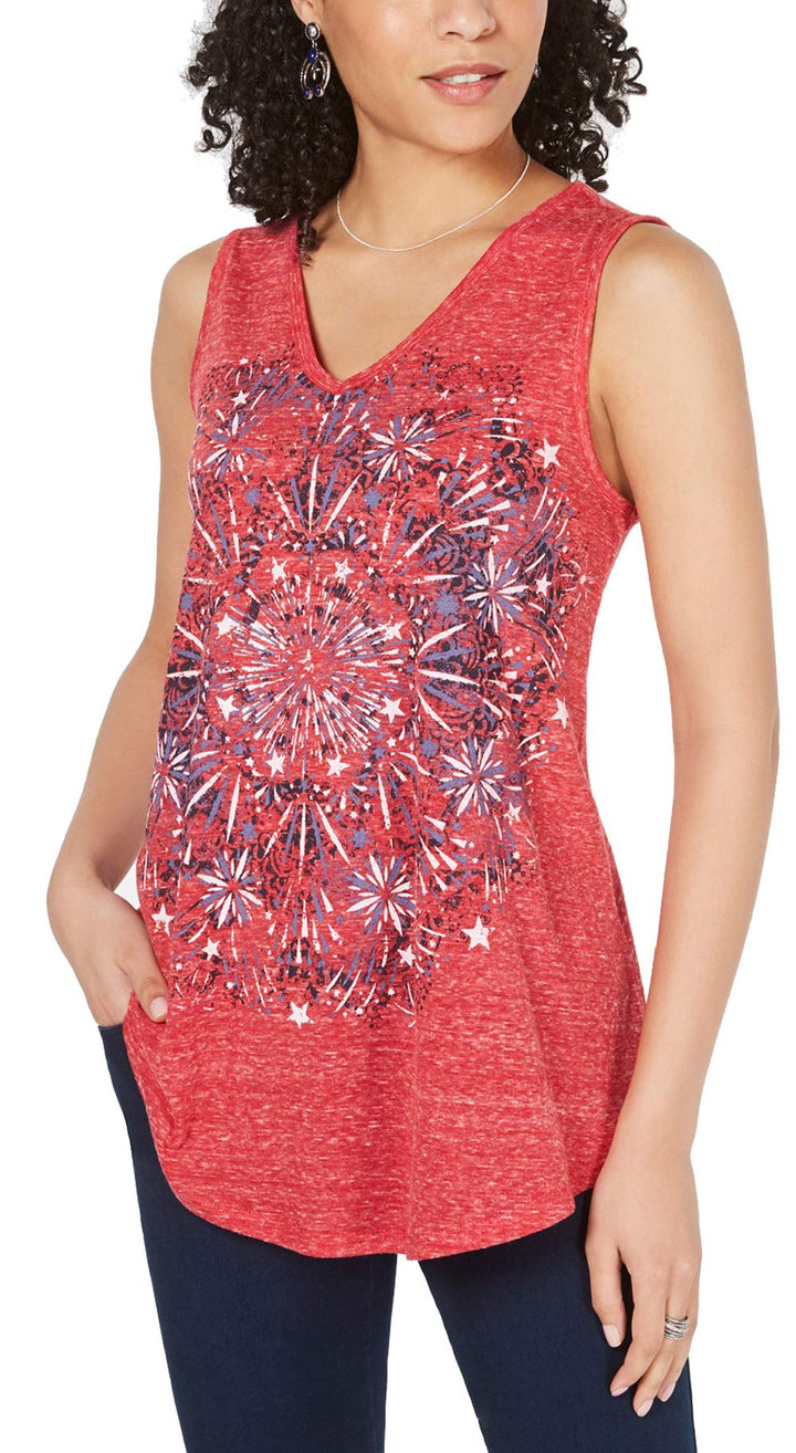 Petite Firework Graphic-Print Tank Top
