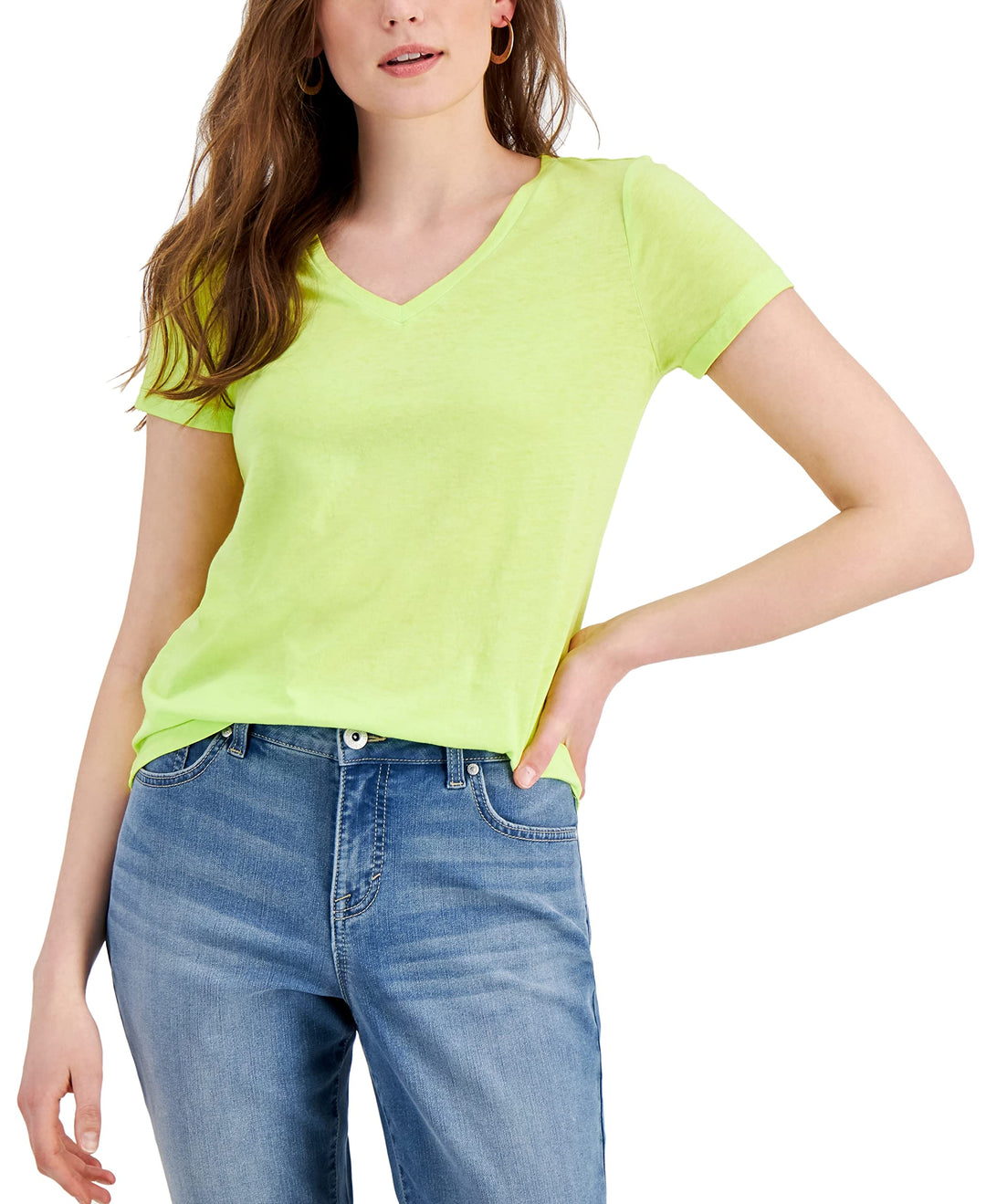 Style & Co Burnout V Neck T-Shirt