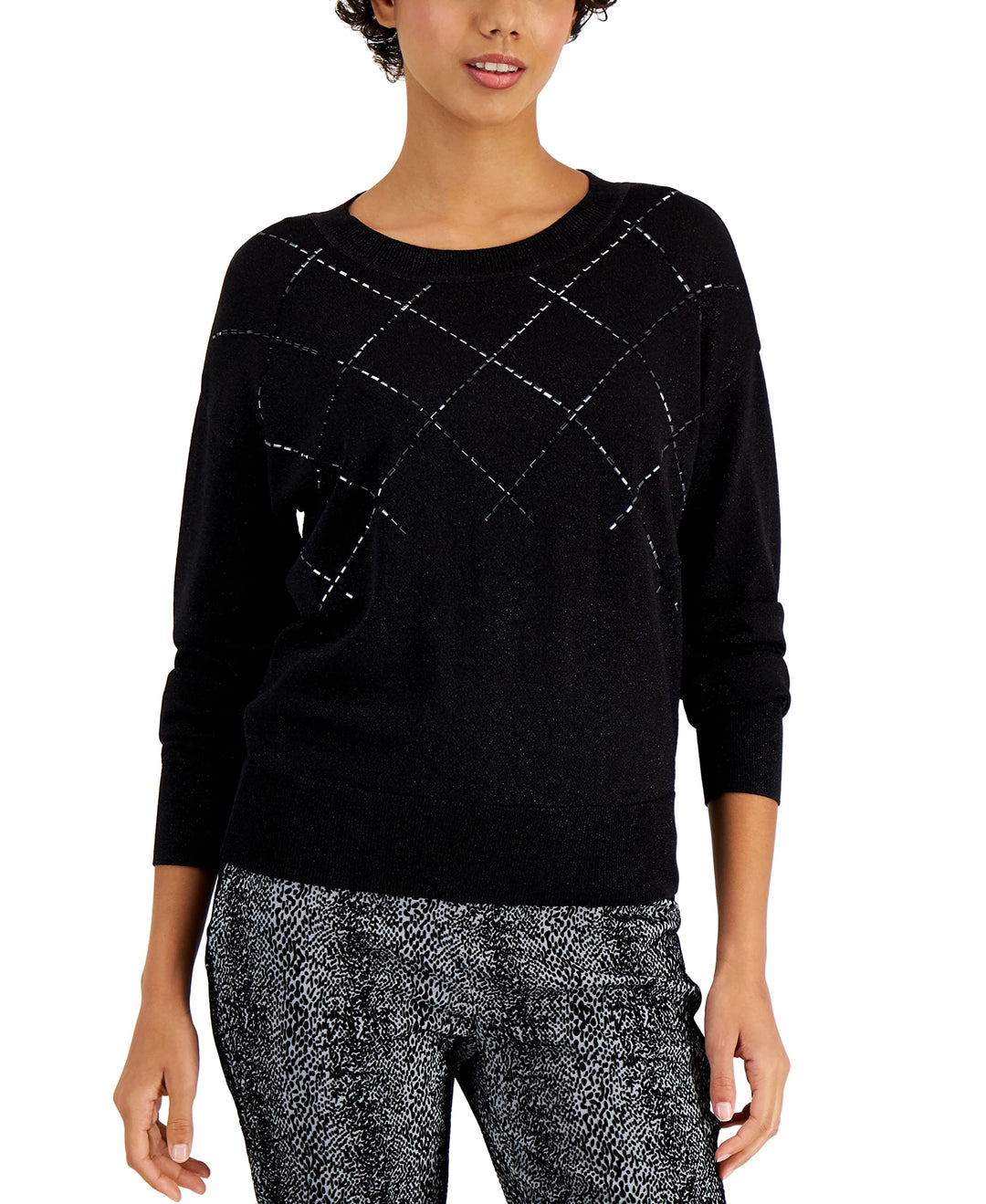 Alfani Crewneck Shine Sweater