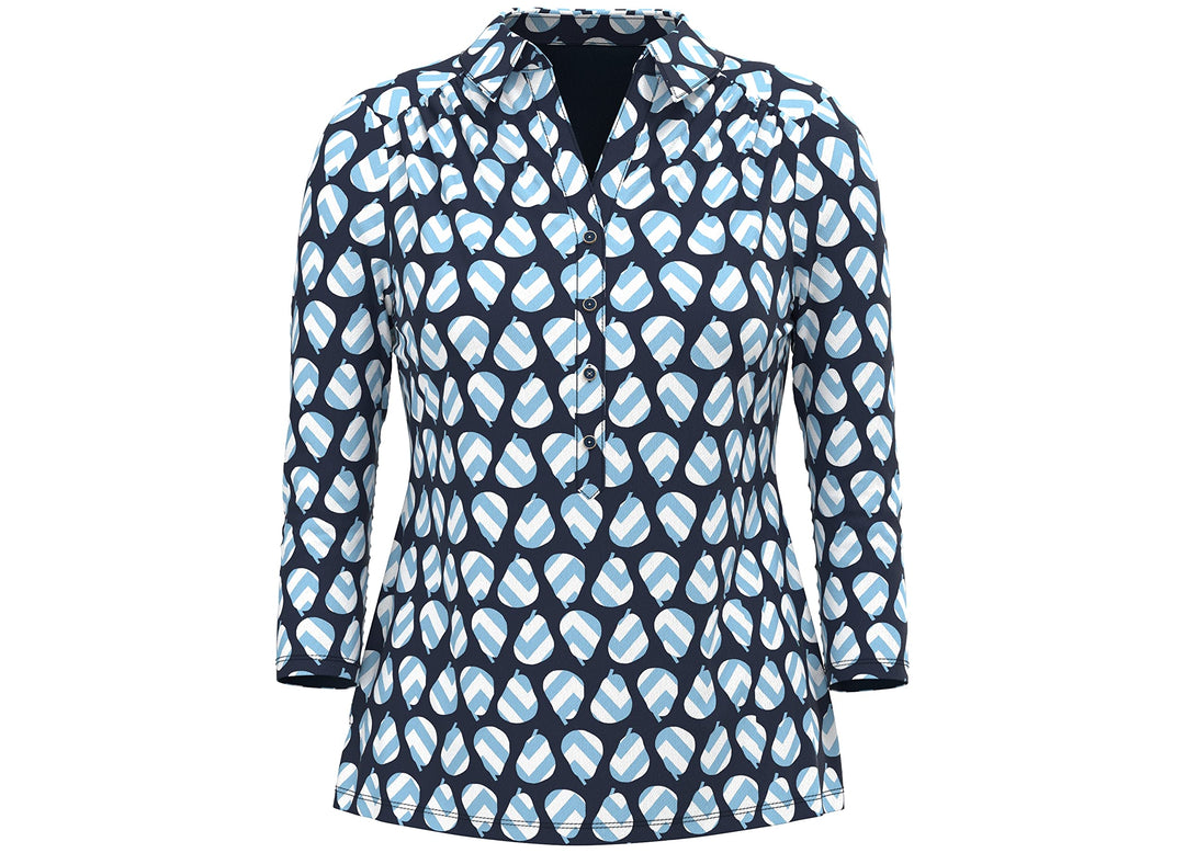 Charter Club Womens Printed Quarter Button Top