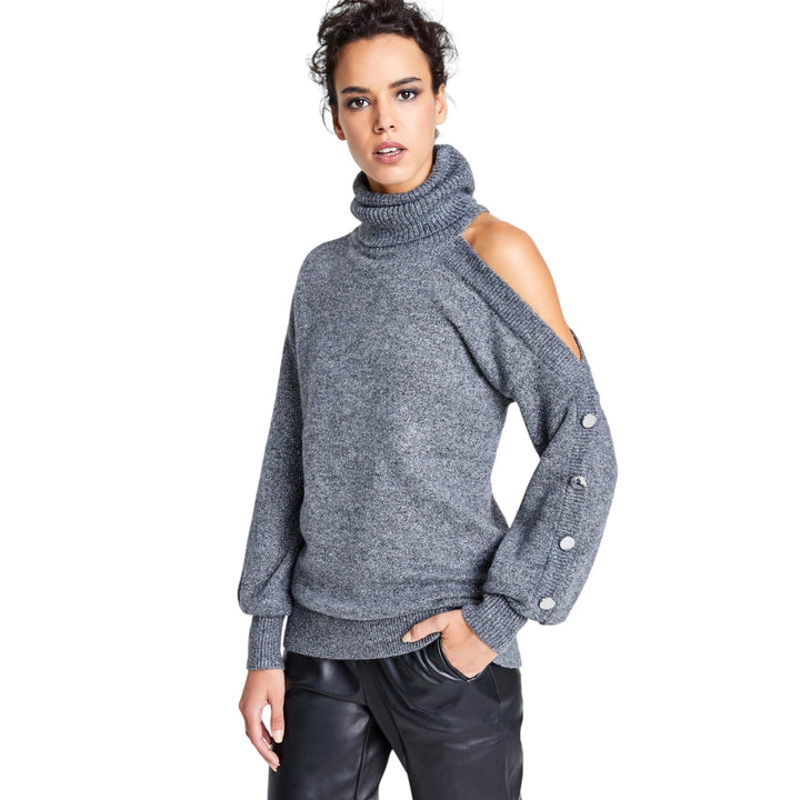 Women's Cold-Shoulder Turtleneck Sweater