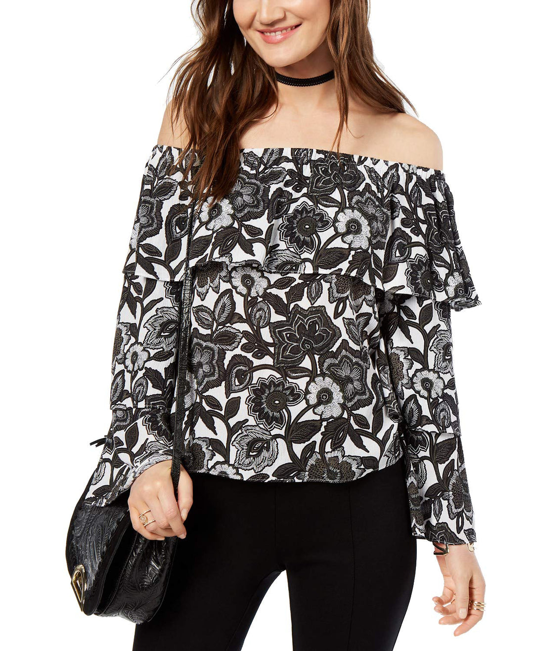 I.N.C. Embroidered Off-The-Shoulder Top