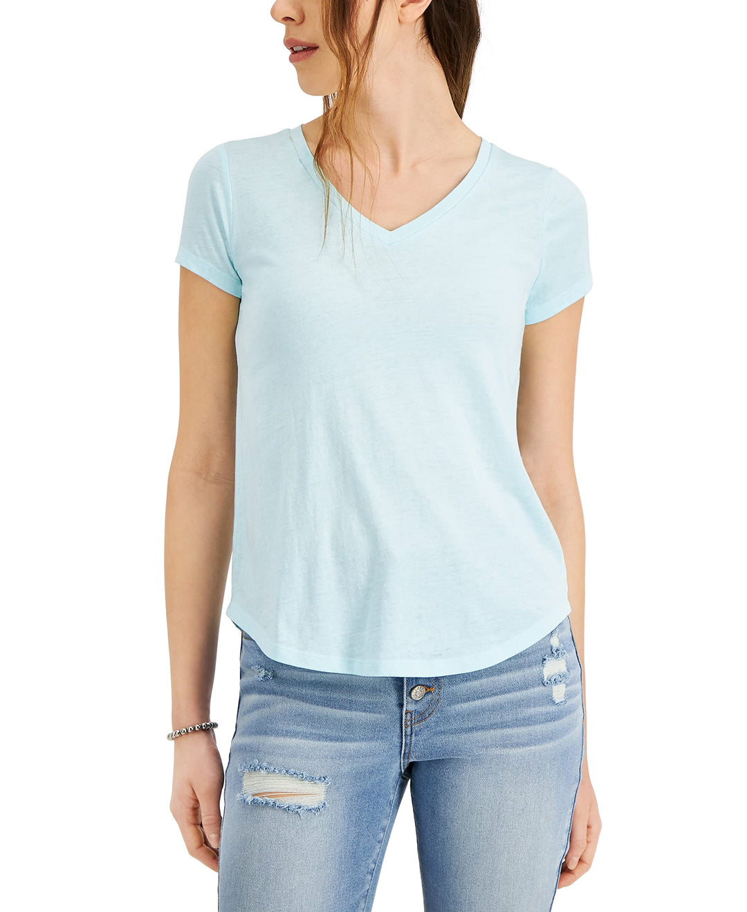 Style & Co Petite Burnout V Neck T-Shirt