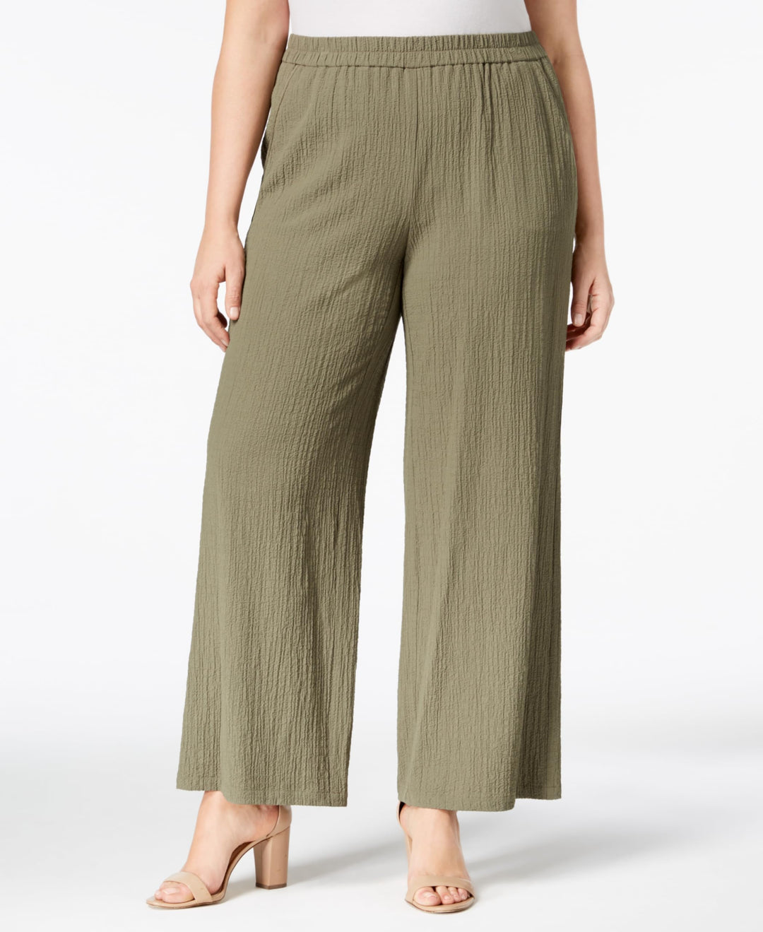 JM Collection Plus Size Textured Wide Leg Pants