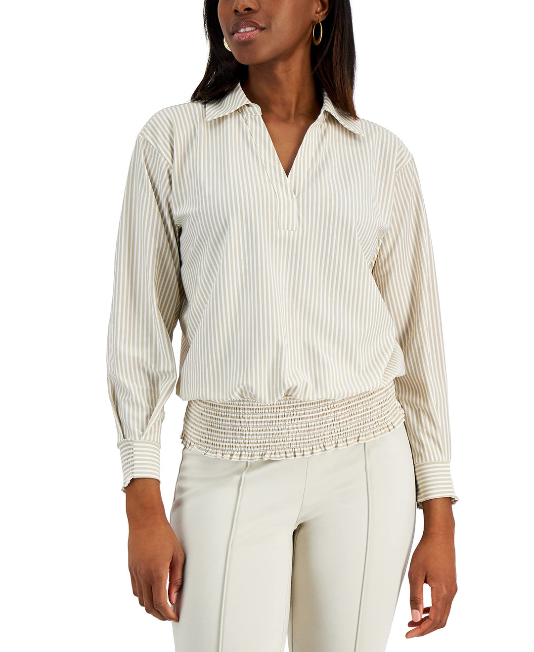 Alfani Striped Banded Hem Top